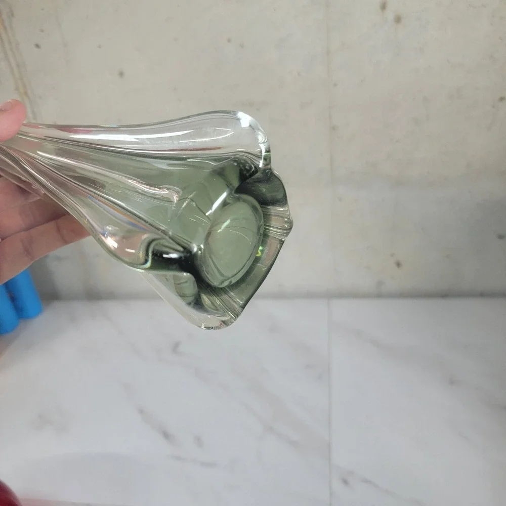 12 1/2 Inch‎ Smokey Clear Black Stretch  Glass Bud Vase